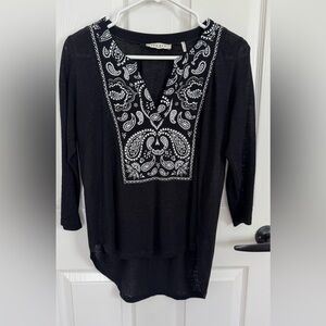Sandro Black and White Paisley Tunic